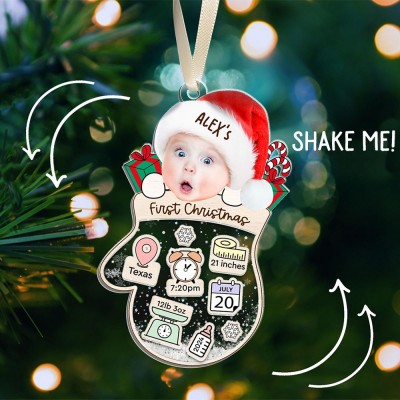 Custom Wooden Baby's First Christmas Ornament With Baby Photo Keepsake Gift For Newborn Baby Christmas Gift Ideas