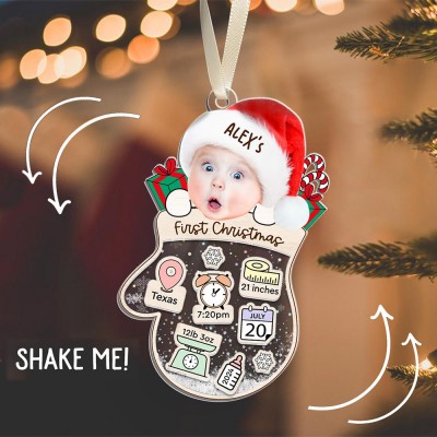 Custom Wooden Baby's First Christmas Ornament With Baby Photo Keepsake Gift For Newborn Baby Christmas Gift Ideas
